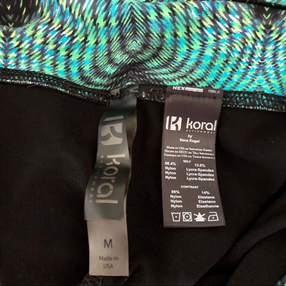 Koral Activewear Blk/Grn Mesmerize Yoga Leggings - Picture 3 of 6